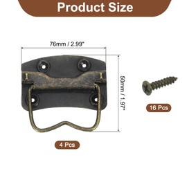 uxcell 4Pcs Chest Handles, 76 x 50mm Side Ring Pull Lifting Handle, Metal Spray-Paint Wooden Box Puller Handles with Screws for Home Toolbox Case Drawer, Bronze