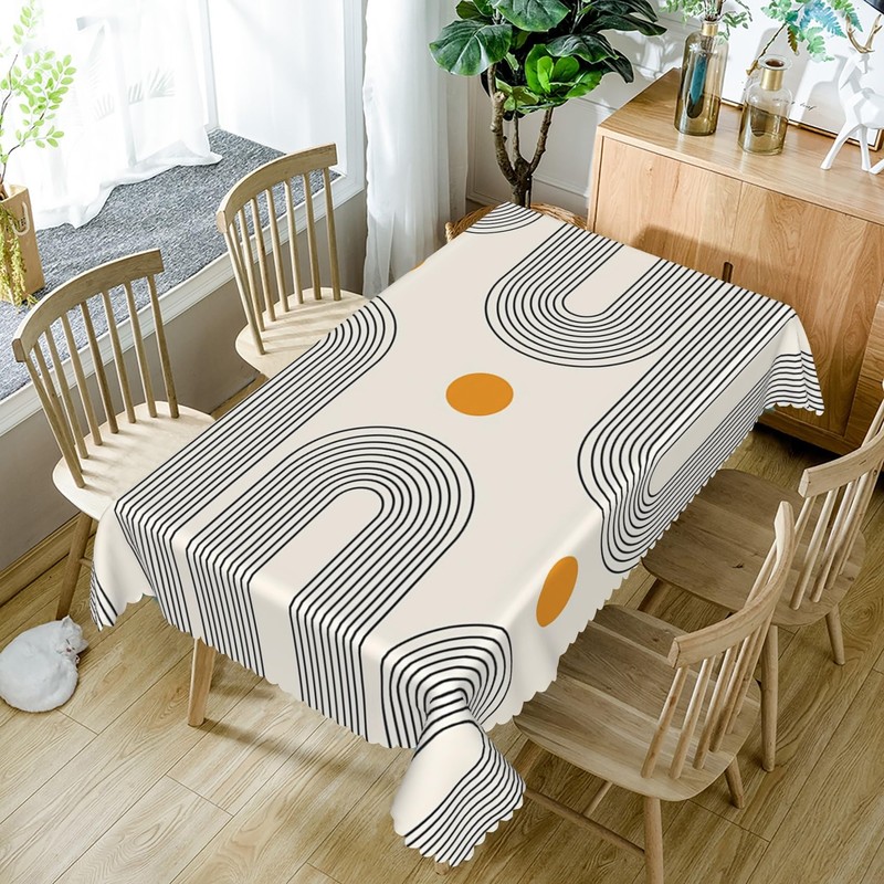 TTQYFNM 60x84inches Boho Mid Century Tablecloth Minimalist Abstract Arch Simple
