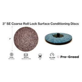 Pro-Graad 3” SE Coarse Roll Lock Quick Change Heavy Duty Non-Woven Surface Conditioning Discs for Deburring Sanding Blending Polishing Paint Removal with Male R-Type Backing, Brown (ACRS), 18082