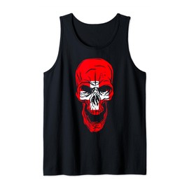 Swiss Flag Colours Skull Svizzera Suisse Tank Top