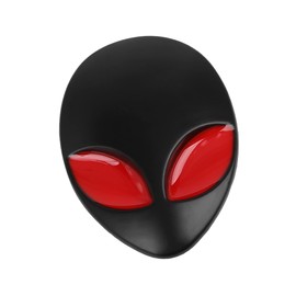 A ABSOPRO 3D Alien Head Shaped Metal Car Body Emblem Badge Decal Sticker Black