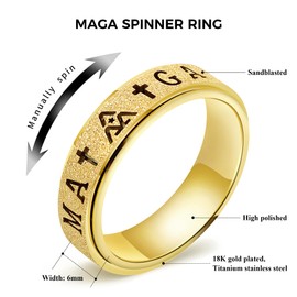 Fidget Toys Adults Anxiety Ring for Women: Fidget Spinner Cute Letter Symbol Thumb Ring Stainless Steel Gold Silver Black Size 5-10 (Gold, 10)