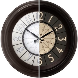 Presentime & Co. 18" Luminous Large Wall Clock, Oil Rubbed Bronze Finish, Night Light, Lighted Clock with Smart Sensor to Turn on/Off Lights. Wall Décor for Living Room, Dining Room, Kitchen.