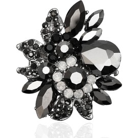 CSY Luxury Women's Austrian Crystal Leaves Flower Big Cocktail Statement Rings Stretch Adjustable Ring Jewelry Accessories, Zinc, Crystal