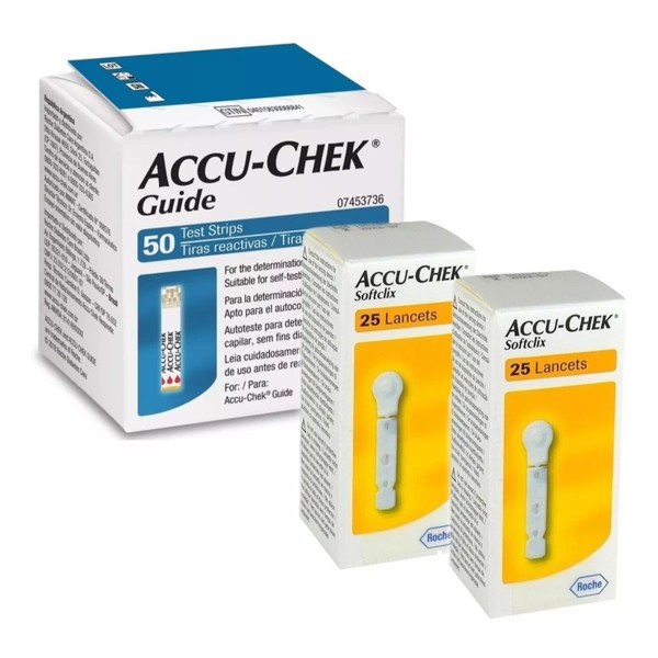 Accu-Chek Kit De 50 Tiras Reactivas Accu-chek Guide Con 50 Lancetas