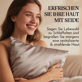 Ravmix Silk Pillowcases for Hair and Skin, with Hidden Zip, Mulberry Silk on Both Sides, 80 x 80 cm, 1 Piece, Apricot Grey