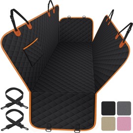 ELONGRIVER Dog Car Seat Cover for Back Seat Hammock 600D Waterproof Car Seat Protector for Dogs with Anti-Slip Scratch Proof Dog Seat Cover for SUV Truck Black with Orange X Large Size
