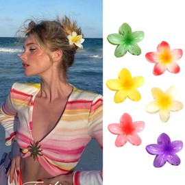 Hebterrka Pack of 6 Flower Hair Clips for Women, Hawaii Hair Clips for Thick Hair, Hair Accessories for Girls