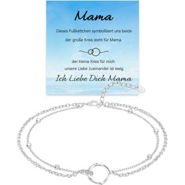 Jbniuay Mother's Day Gift - Gifts for Mum Infinity Anklet Birthday Gift for Mum Anklet Silver S925 - Anklet for Mother / Mum, Sterling Silver