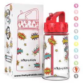 HydroKids Water Bottle with Straw – 400ml BPA Free Kids Water Bottles for School Travel Sports – Leakproof Childrens Drink Bottle for Girls Boys Childs