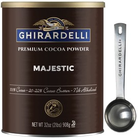 Ghirardelli Majestic Premium Cocoa Powder, 2 Pound Can with Ghirardelli Stamped Barista Spoon