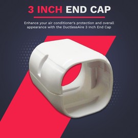 DuctlessAire Mini Split Line Set Cover - Lineset Covers for Mini Split Condenser, Central Air Systems, HVAC, Heat Pumps and More - AC Unit Cord Protector - Air Conditioner Accessories (3" End Cap)