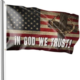 Bozidol American Flags for Outside 3x5 Ft Double Sided, In God We Trust Jesus Cross Flag, Fade Resistant, Religious Decorations for Home Garden Indoor and Outdoor