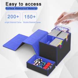 RASOO MTG Deck Box with Commander Display Trading Card Storage Box Fits 160+ Single Sleeved Cards with Viewing Windows 2 Dividers and 1 Magnetic Card Holder Fits for YuGiOh, TCG, & Magic Cards