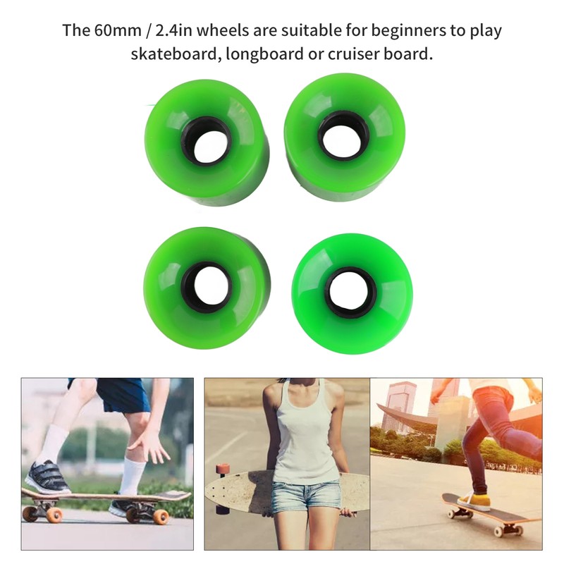 PUENTE 4pcs 60x45mm Skateboard Wheels 78A Longboard Cruiser Wheels Replacement