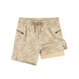 APTRO 2 in 1 Men's Swim Trunks 5" Quick Dry Swim Shorts Bathing Suit Swim Trunks with Zipper Pockets W11 Brown Leaves M