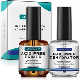 Morovan kit de imprimación de uñas con deshidratador de preparación primer de uñas natural profesional, larga duración, para geles UV de secado rápido al aire