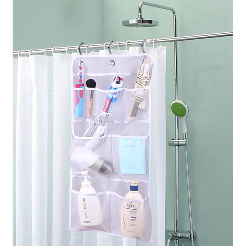 MISSLO Hanging Mesh Pockets Hold 340oz/1000ml Shampoo Shower Organizer with