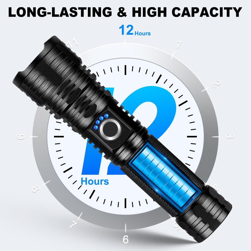 Rechargeable Flashlights High Lumens, 2Pack 99000 Lumen Super Bright LED