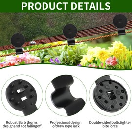 YIBEICO 20 Pieces Shade Cloth Plastic Clips Heavy Duty Lock Grips, Round Plastic Black Clips Sunshade Net Fixing Clip Fix Clamp, Shade Fabric Clips for Bird Netting, Greenhouse Outdoor Garden Netting