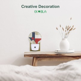 EKOBLA Texas Flag Night Lights Plug into Wall Texas State Rustic Night Light with Dusk to Dawn Sensor LED Round Lamp for Boys Girls Men Women, 0.5W Nightlight Sleep Friendly
