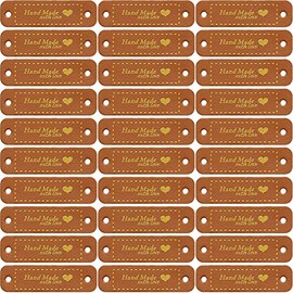 WILLBOND 30 Etiquetas de Cuero para Artículos de Crochet Etiquetas de Cuero Sintético para Artículos Hechos a Mano Etiquetas de Crochet Accesorios de 