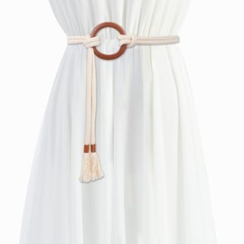 NIDMIDO Women's Braided Knotted Waist Belt, Trendy Bohemian Style Waist Belt Decorative Tassel Dress Belt for Women Girls