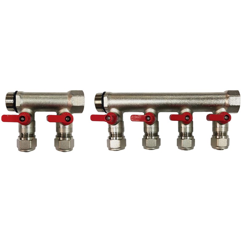 6 Loop Plumbing Manifold w/ 1" trunk & 1/2" pex