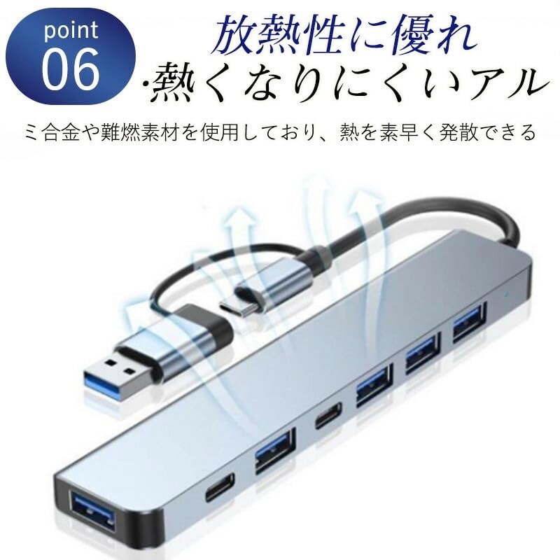 JUSANKO USB Type-C Hub, 7 in 1 USB 3.0 Port,