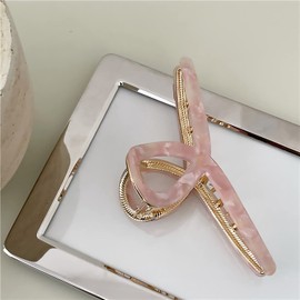 1Pack Large Metal Acetate Hair Claw Clips Big Non Slip Hair Clamp for Women Hair Accessories as Gift for Medium to Thick Hair (1pcs/box,Light Pink)