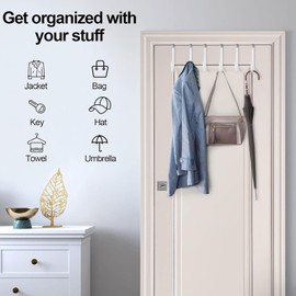 NOOYNOEO Over Door Hooks Over Door Hangers 4Pcs Dipping Rustproof with Anti-Scratch ThickeningFits Under 3.8 cm Widths as Over Cabinet Hooks, Christmas Xmas Wreath Hanger, Coat Hook(White)
