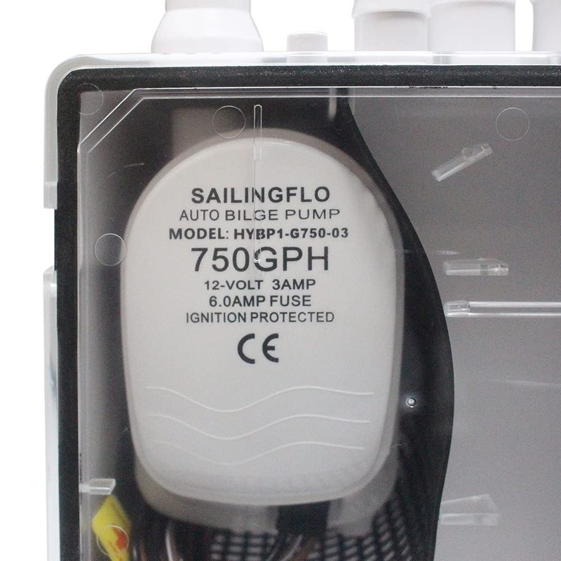 SAILINGFLO Marine Shower Sump Pump Kit System Drain Box-12V 750GPH