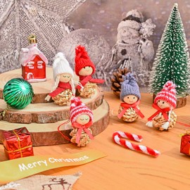 EYCLFY Christmas Gnome Pendant Christmas Tree Decorations, Set of 10 Christmas Angel Small Figures Christmas Tree Decorations Made of Straw, Mini Gnome Man Vintage Christmas Tree Craft Decoration Gift