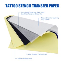 LIUMATE LIUMATE Tattoo Transfer Paper, 100 Sheets Tattoo Stencil Paper for Tattooing to Skin, 4 Layers Premium Thermal Stencil Paper DIY Tattοο Tracing Paper for Tattoo Transfer Kit Tattoo Supplies, A4 Size