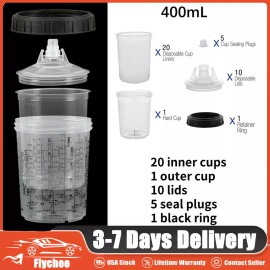 Unbranded 1 Set 400ml Disposable Paint Spray Gun Cup Liner & Lid System Auto Supplies