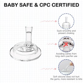 Sippy Straw Nipples for Dr. Browns Narrow Baby Bottles, Trainer Sippy Cup 100% Food Grade Silicone Soft Nipple, 8m+, Pack of 4