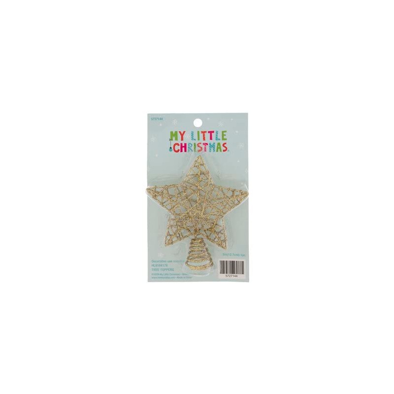 Gold Glitter Wire Star Mini Tree Topper - 5 Inch