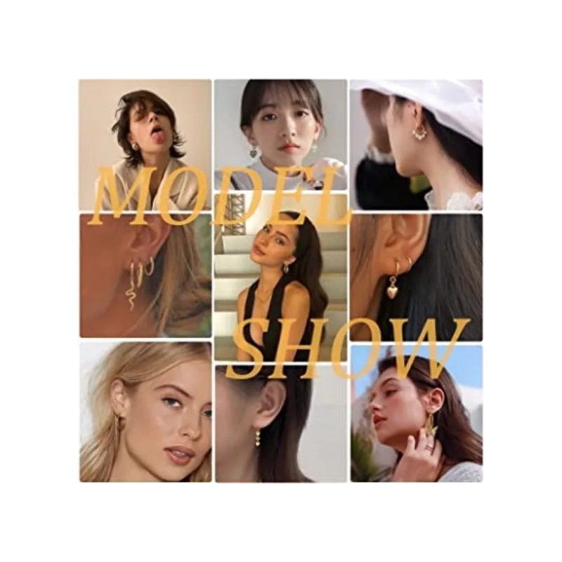Aretes para Mujer;Joyeria 44 Pares Aretes De Oro Para Mujer