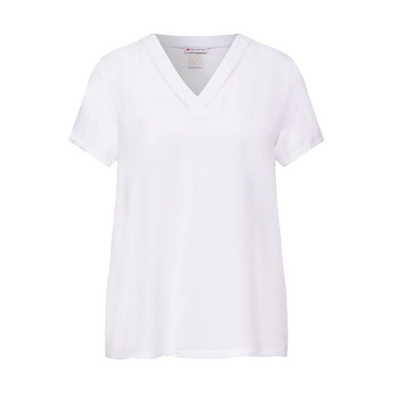 Street One Women's Tunic Blouse with Print, White