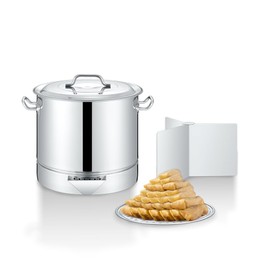 Concord Stainless Steel Tamales Steamer Pot. Mi Abuela Series with Exterior Water Refill Spout, Divider, and Removable Steamer Rack (30 Quart)