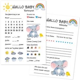 30 x Baby Shower Games Cards to Fill in Typing Cards Boys Girls Guessing Game for Gender Reveal Celebration