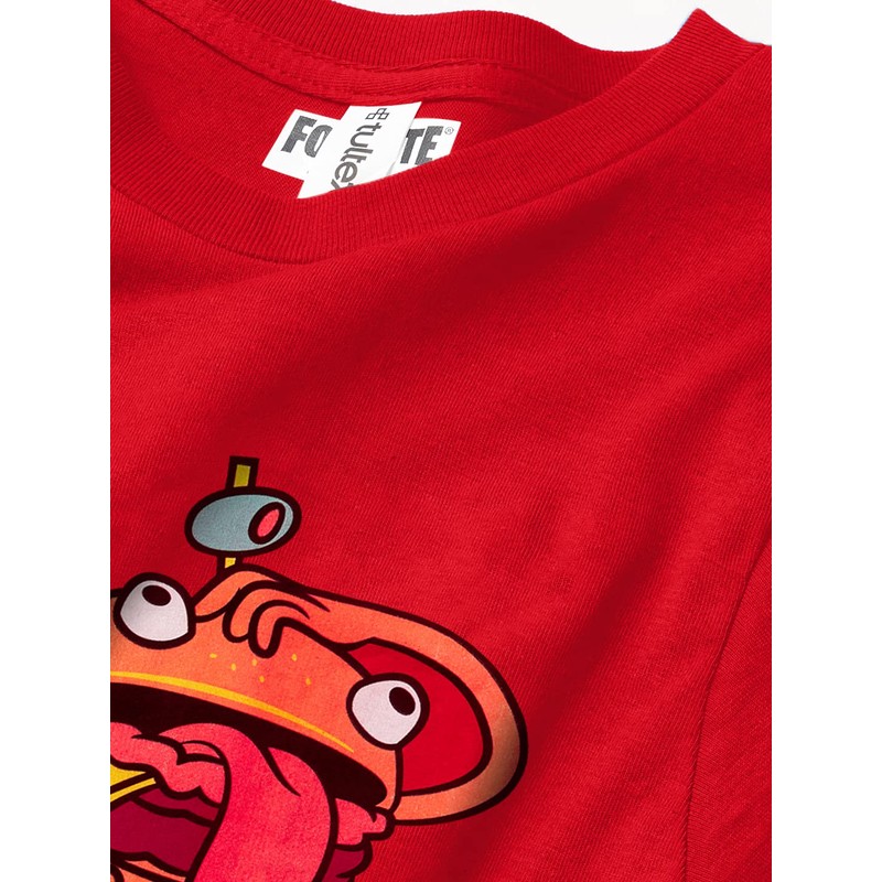 FORTNITE Durr Burger Boy's Premium Solid Crew Tee Red
