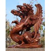 Wogeka 20 cm Three Head Lucky Dragon Wooden Dragon FENG