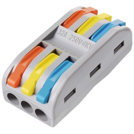 Wire Connectors Nuts, 25Pcs 3 Conductor Compact Splicing Wire Connectors with Colored, 2 and 3 Circuit Inline Splices, 28-12 AWG[ SPL-3]