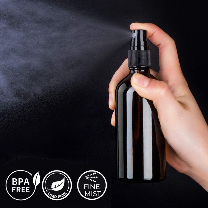 Hydior Amber Glass Spray Bottles for Essential Oils, 4oz Empty