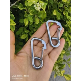 JY-MARINE Spring Snap Hook Heavy Duty 316 Stainless Steel Carabiner Flat Snap Hook with Latch Safety Clip Ship Boat Hook,2 Pack