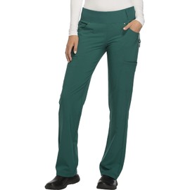 Iflex Scrubs for Women, Yoga-Inspired Knit Waistband Scrub Pants CK002, L, Hunter Green