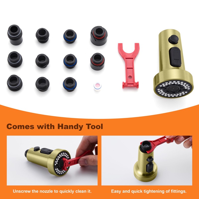 TIORIY Kitchen Faucet Head with 15 Adapters, High Pressure 3