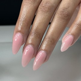 48Pcs Nude Pink Press on Nails Almond Fake Nails Glue on Nails Medium Length Almond Shaped Nails Press ons, Stiletto Nails False Nails for Women, Medium Almond Nails, Thick Natural Acrylic Gel Nails