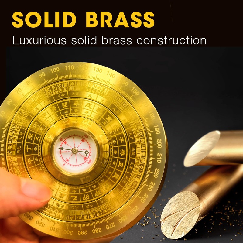 Feng Shui Golden Compass, Solid Brass Bagua Feng Shui Luo